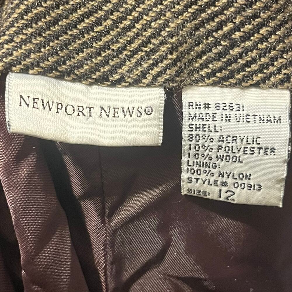 VTG Newport News Brown Tweed Herringbone Wide Leg Dress Pants Trousers Women 12 - Picture 7 of 10